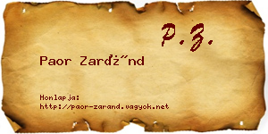 Paor Zaránd névjegykártya
